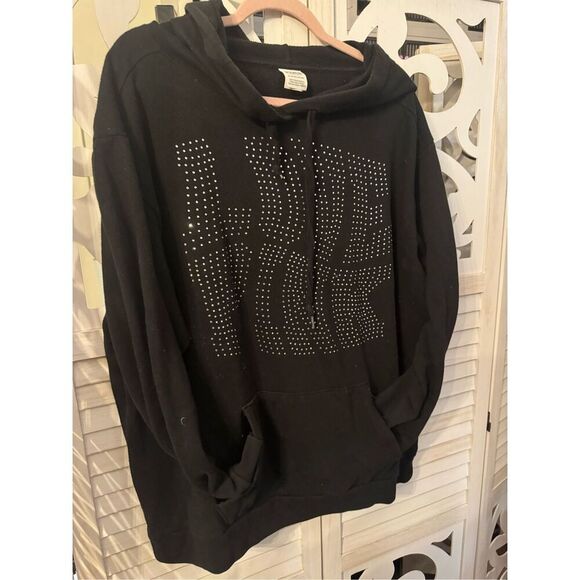 VS pink pullover hooded sweatshirt- hoodie xxl oversized plus black bling - Picture 4 of 9